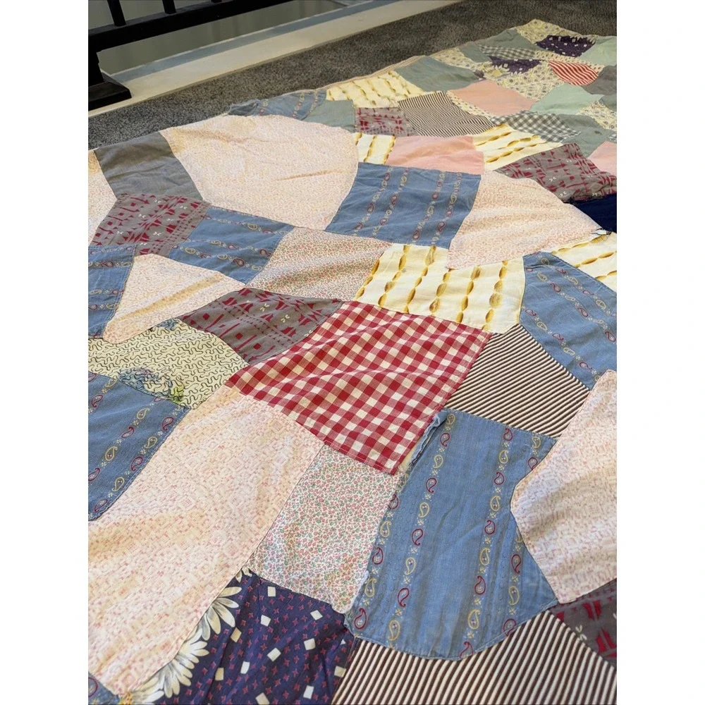 Vintage Handmade Crazy Quilt Patchwork Scrap 75x70